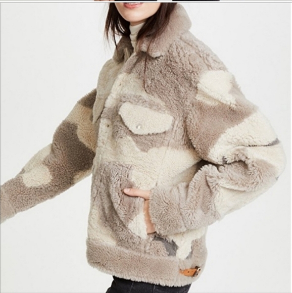 RAG & BONE JAKE LAMB SHEARLING CAMOUFLAGE JACKET - Picture 2 of 9